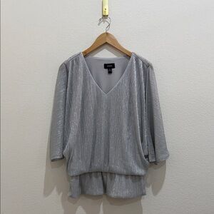 MSK Shimmering Silver Blouse - 3/4 sleeve - elevated look
